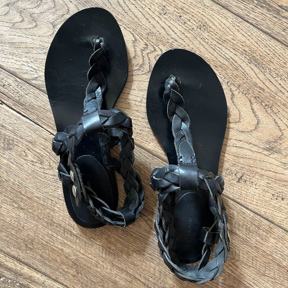 Isabel Marant Black leather braided sandals Womens 38